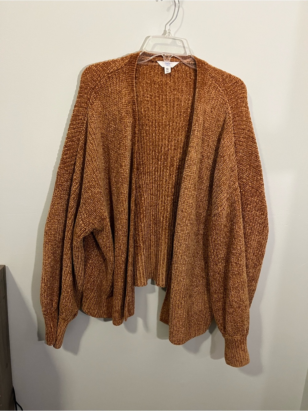 Time and Tru Open-Front Chenille Cardigan - Copper/Rust Color
